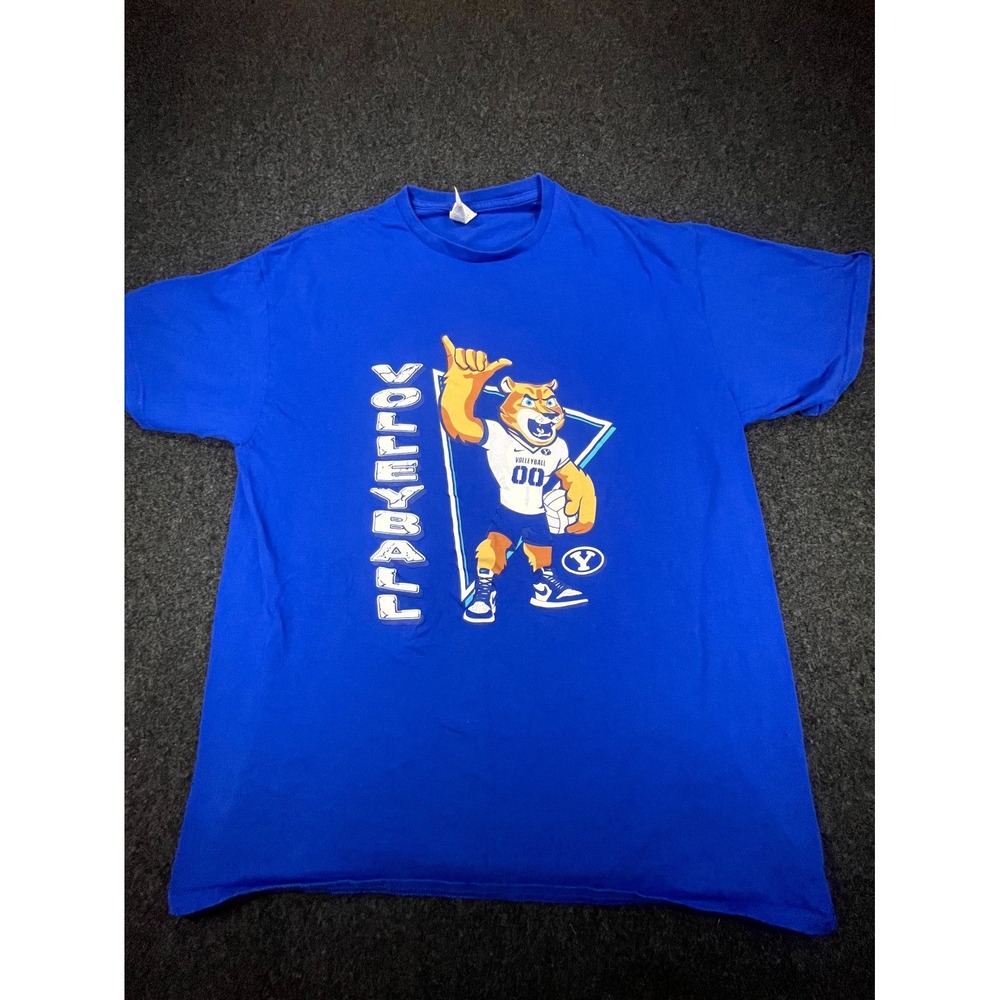 Y2K Delta Pro Weight T Shirt Men's XL Blue BYU Cougars Volleyball Mascot Graphic